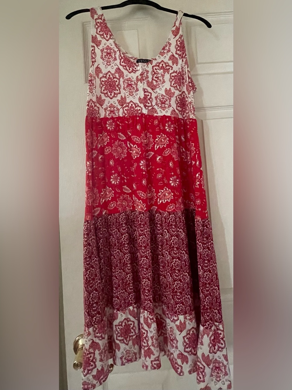 VENUS Red & White Tiered Floral Girls Dress